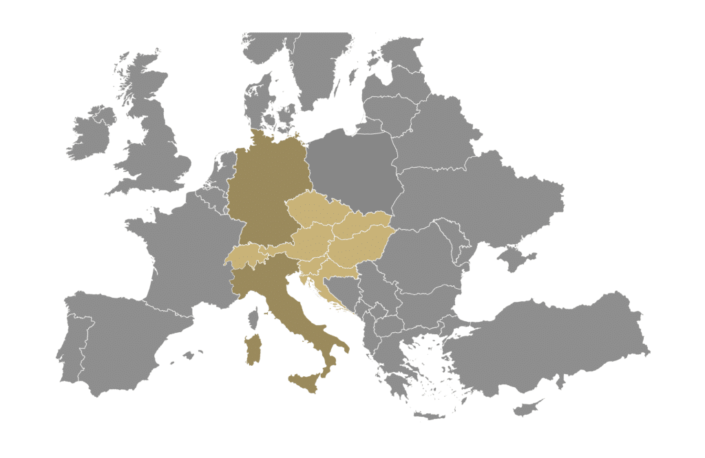 Europa-Karte mit markierten Ländern Deutschland I Italien