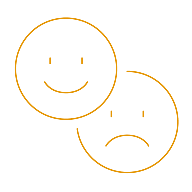 Icon, zwei Smileys - happy und traurig
