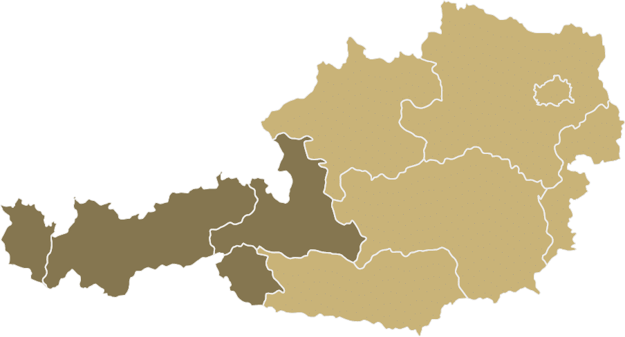 Österreich-Karte mit markierten Ländern Salzburg I Tirol I Vorarlberg