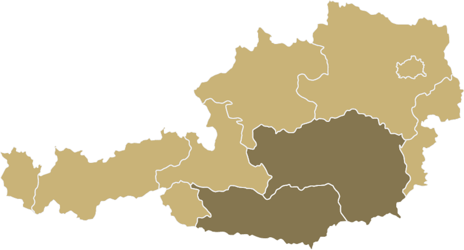 Österreich-Karte mit markierten Ländern Steiermark I Kärnten