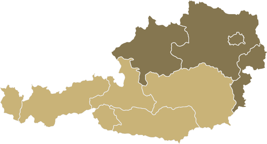 Österreich Karte mit markierten Ländern Oberösterreich I Niederösterreich I Wien I Burgenland